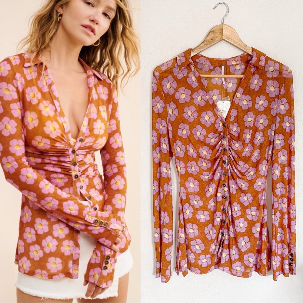 Free People | NWT Lucky Shirtee Retro Poppy Boho Floral Print